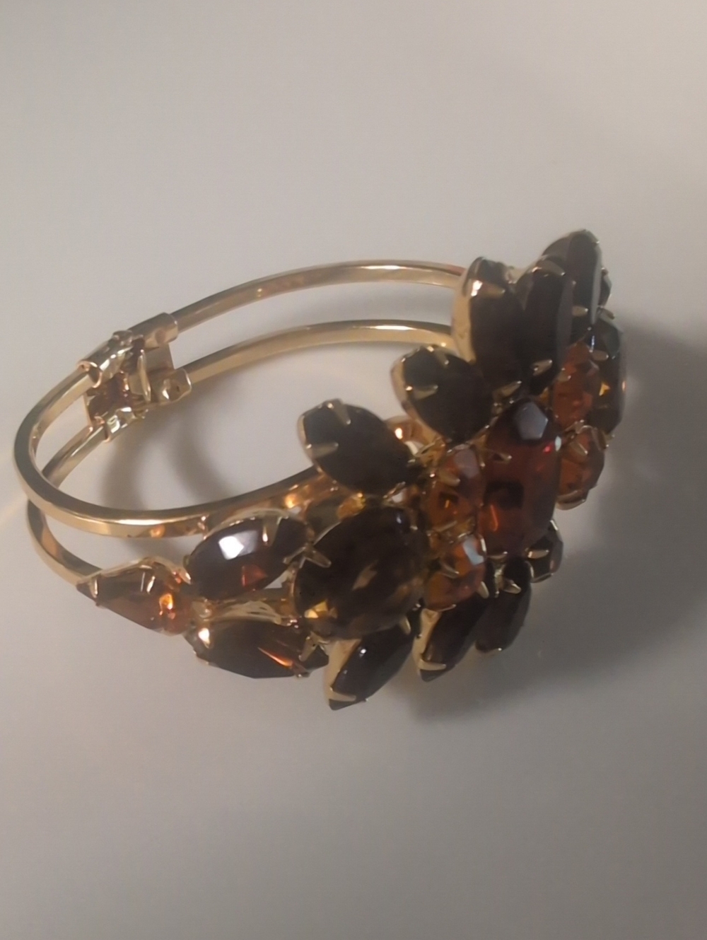 Rare Alex & Ani Crystal Amber Vintage Inspired Clamper Bracelet